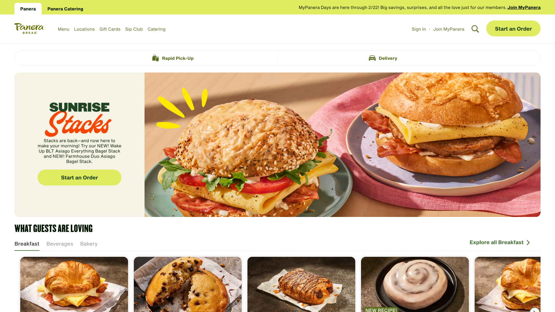online ordering for panera bread